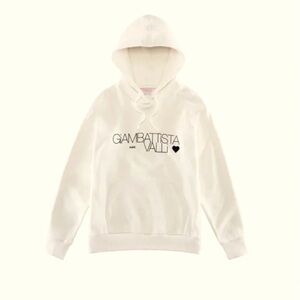 2019 GIAMBATTISTA VALLI x H&M Ivory Flock Print Hooded Sweatshirt - M